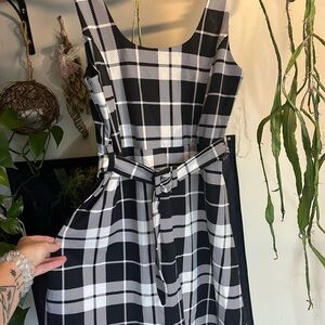 Derek Heart Black and White Plaid Midi Dress